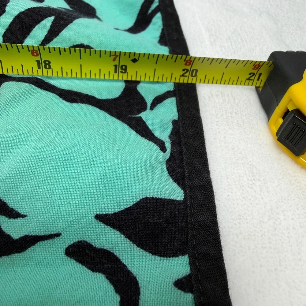 Pier 1 Imports 6 Large Turquoise Black Abstract‎ Floral Dinner Napkins Beachy